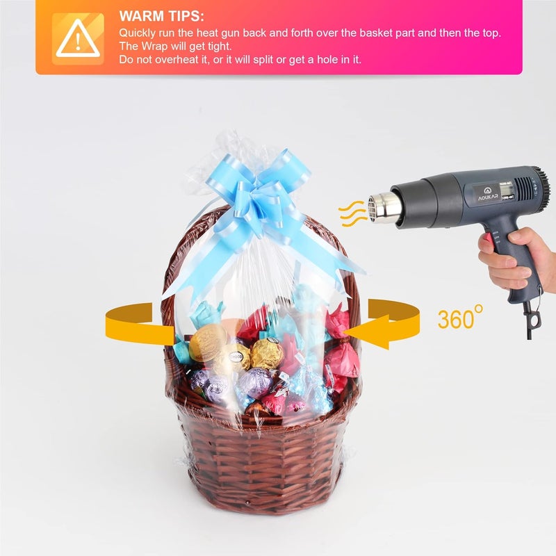 AOUKAR Shrink Wrap Bags for Gift Baskets 36Pcs 14x18 Inches Chear PVC Heat Shrink Bags Cellophane Wrap for Packaging Large Bags for Easter, Holiday, Birthday, and Any Occasion - Image 5